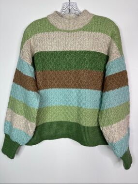 Daily Thread Green Striped Oversized Sweater Size XS
